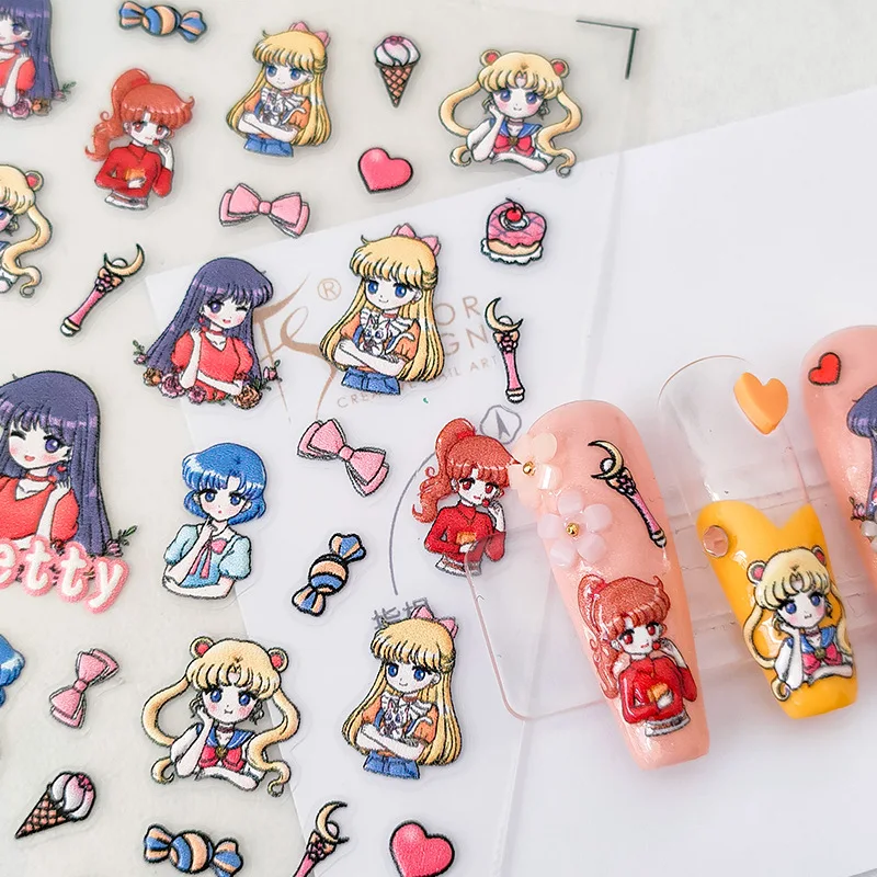 1 Stück Neue 5D Sailor Moon Nagelaufkleber Tsukino Usagi Luna Selbstklebende Nagelkunst-Accessoires Kawaii Mizuno Ami Nagelteile – Detail 7