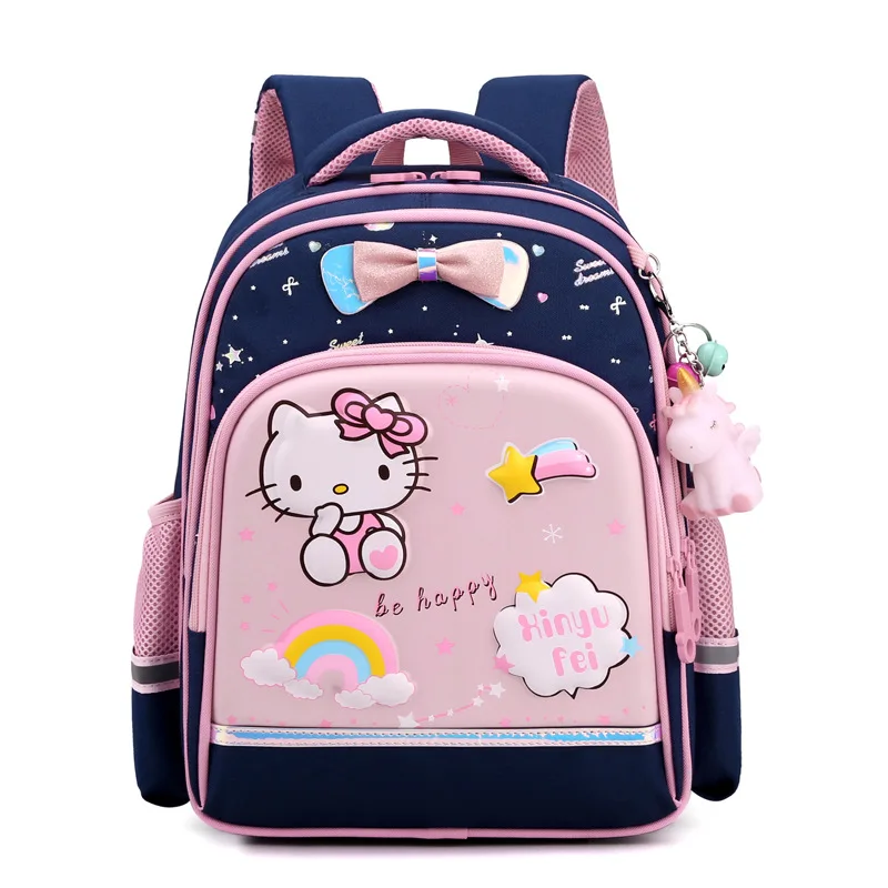 Hello Kitty schoolbag children's primary school student cartoon anime backpack girl British style lightweight spine shoulder bag