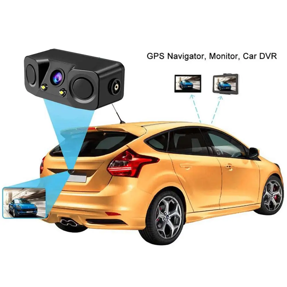 

170° View Car Visual Reversing Camera With Backup Radar Sensor Backup Reverse Rada Car Parking Sensor Kit Sensors Camera Pa W2G3