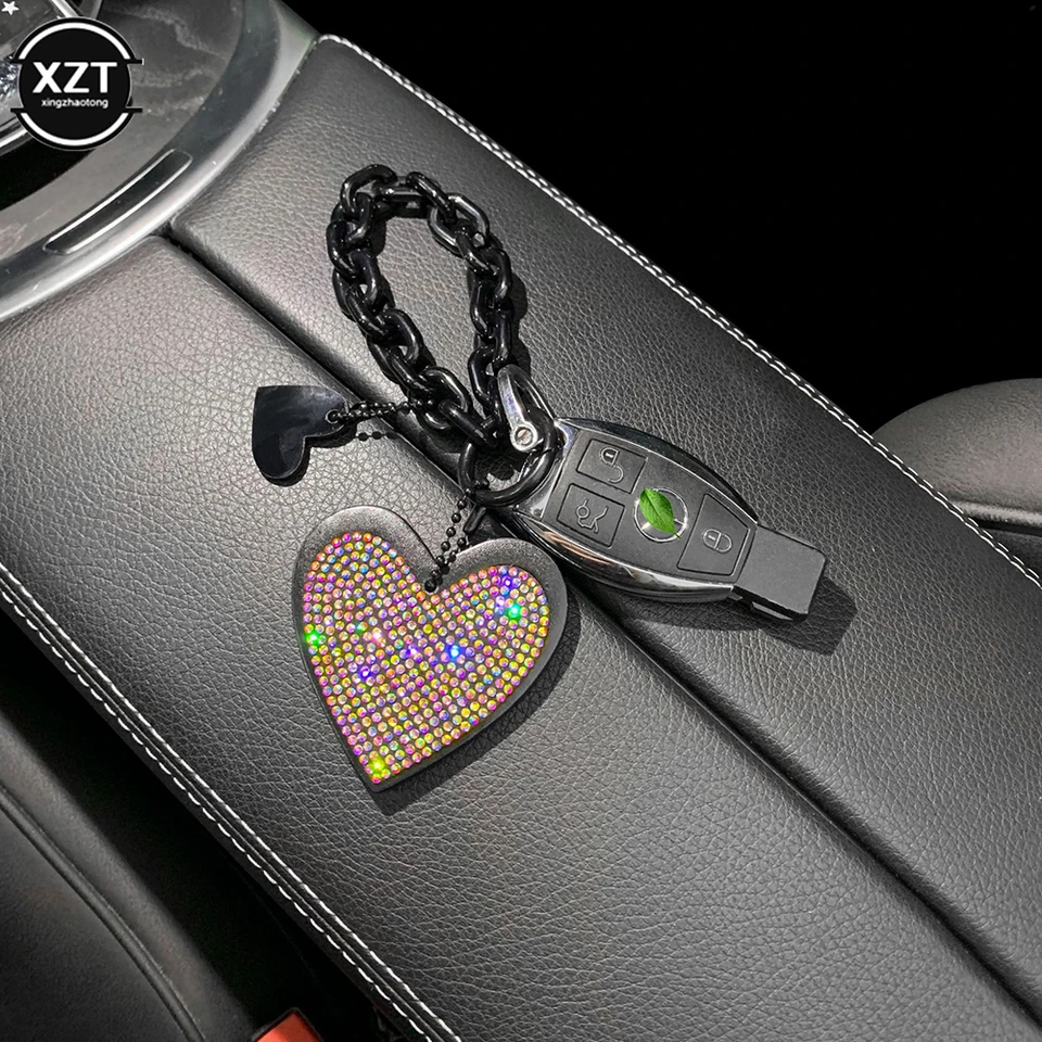 Portachiavi Auto In Cristallo A Cuore: Glitterato, Con Strass, Regalo Donna, Organizer Chiavi Borsa