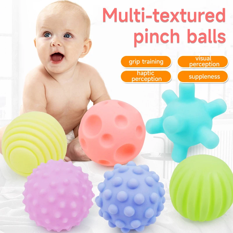 Baby Toys 6 PCS Sensory Balls Textured Hand Touch Ball Massage Rattles
