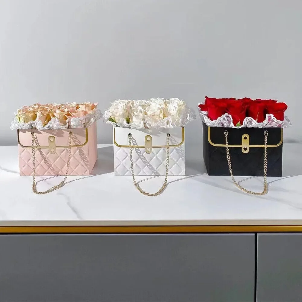 Tragbare Blumen-Papierverpackungsbox, Handtasche, kreative Blumenstrauß-Tragetaschen für Valentinstag, Geburtstag, Party, Geschenke, Muttertag – Detail 5