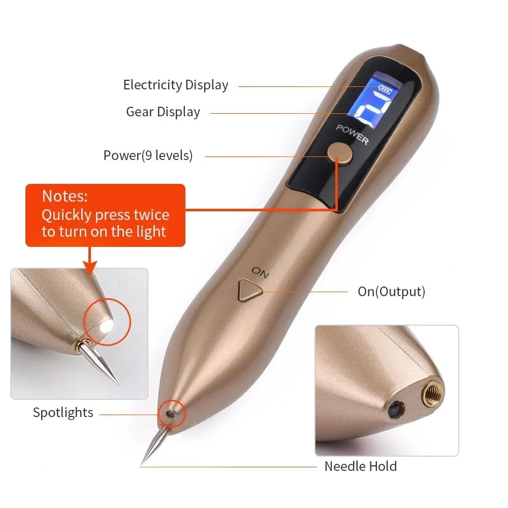 Skin Tag Removal Tool Skin Tag Removal Pen 9 Level LCD Face Skin Dark Spot Remover Mole Tattoo Remover Machine Plasma Pen