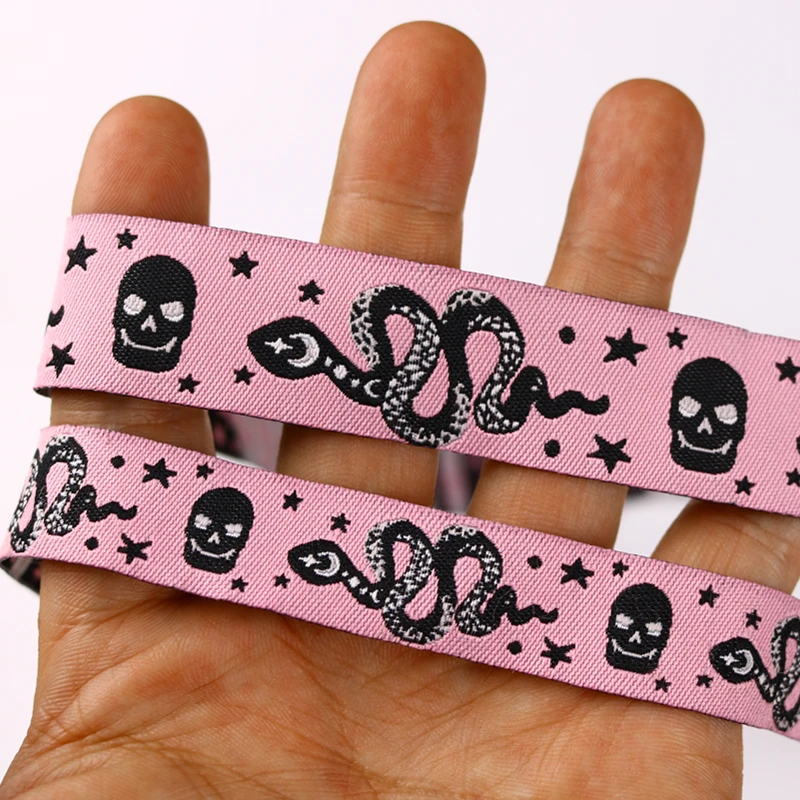 

10 Yards 22MM OR 16MM 2022 New Pink Medusa Snake Skull Cartoon Ribbon