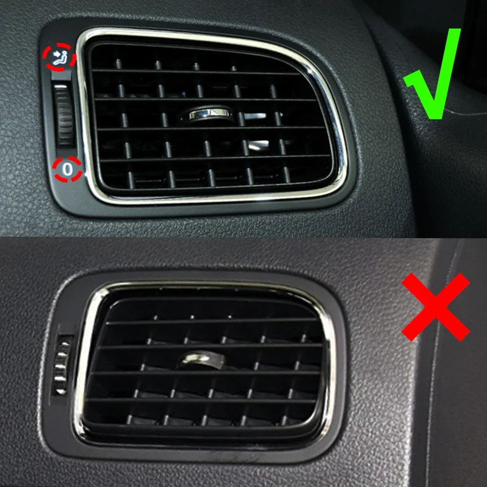 1x New Matta Black Dashboard AC Air Outlet Chrome Vent For VW