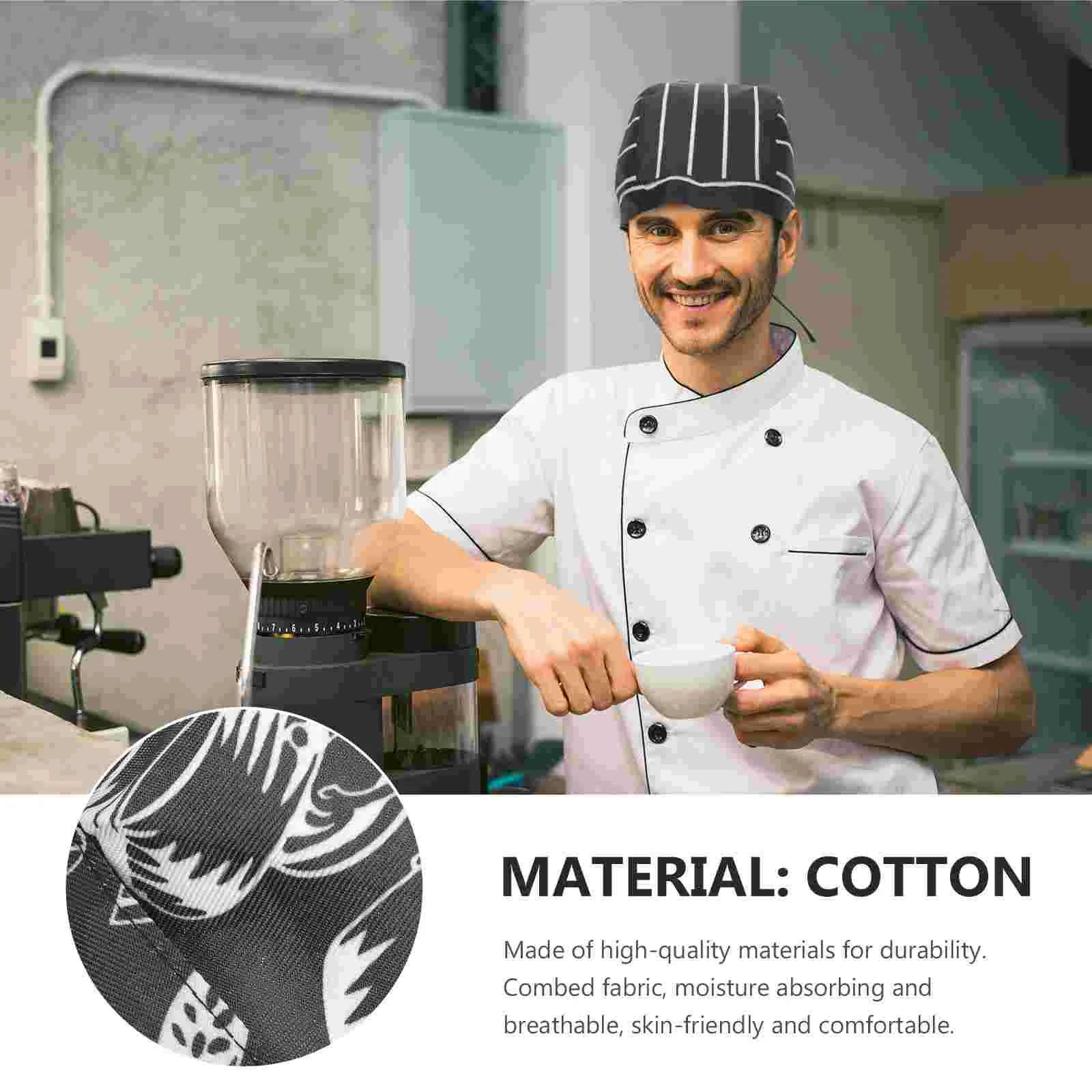 6 Pcs Elasticity Chef Toe Cap Man Men Caps Hats Unisex Tie Back Cotton Kitchen Working chef hat chef hats