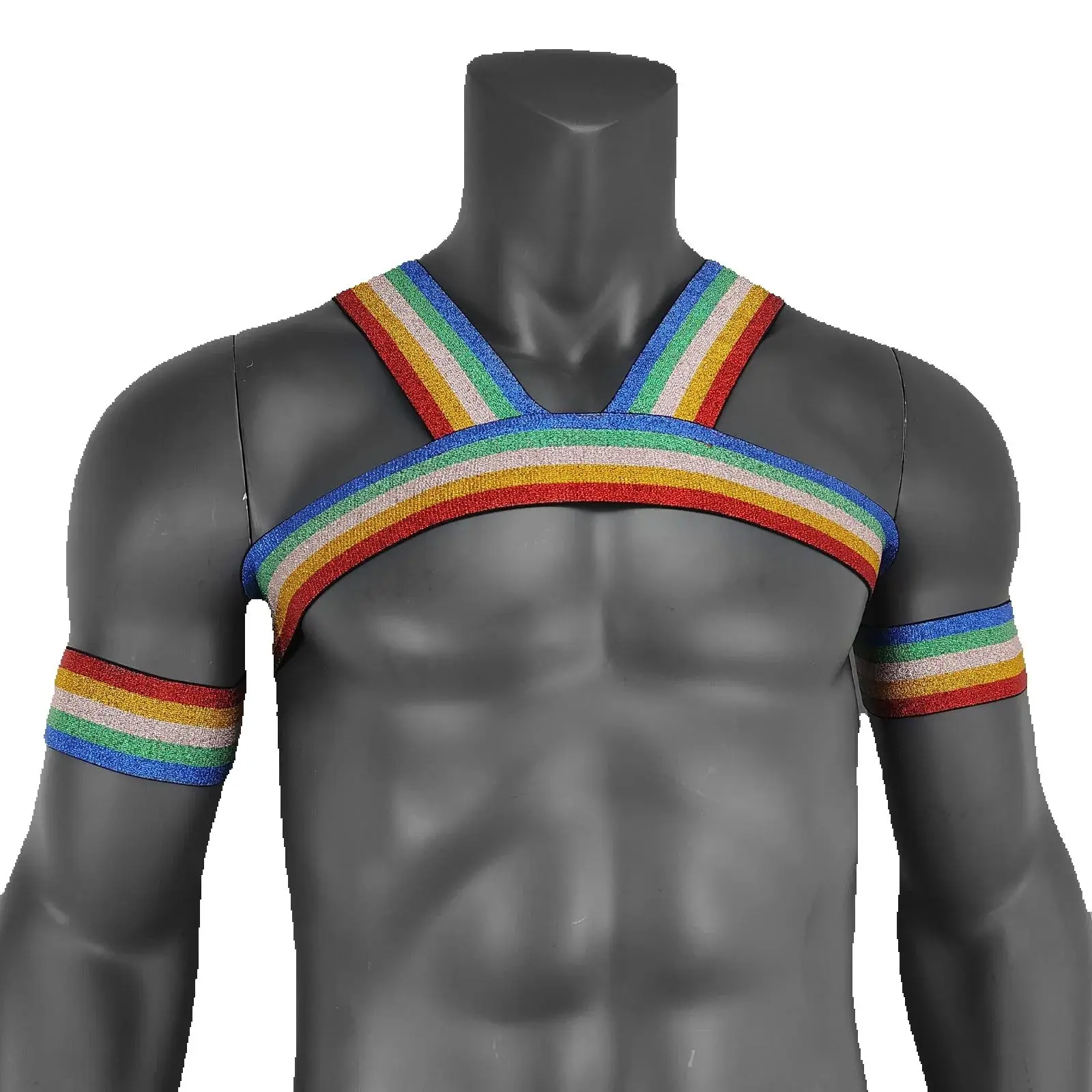 CLEVER-MENMODE Fetish Chest Men Sexy Body Bondage Cage Harness Belts Rave Clothing Lingerie Rainbow Pride Elastic_voghion.com