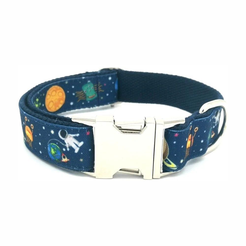 Personalized Pet Collar Space Rocket Durable Puppy Name ID Tag Adjustable Monster Alien Basic Dog Collars Leash dog collar