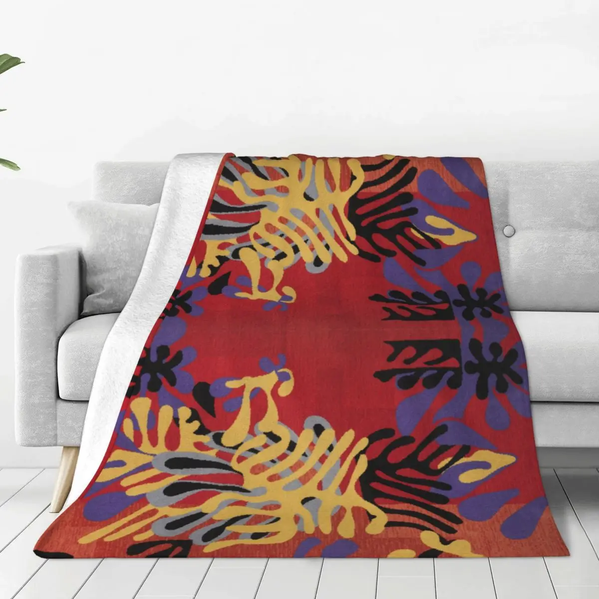 

Abstract Geometric Algae Flannel Blanket Henri Matisse Funny Throw Blanket for Home Hotel Sofa 200x150cm Quilt