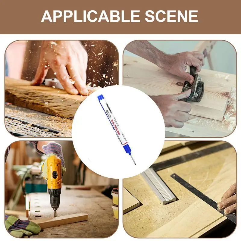 Long Head Deep Hole Marker Long Nose Mechanical Pen Drill Hole Marker Colorful Waterproof Carpenter Ink Pen For Glass