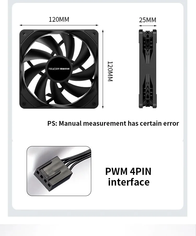 teucer pwm branco caixa do computador sistema de refrigeração ventilador silencioso pc cpu cooler fãs kit ventilador