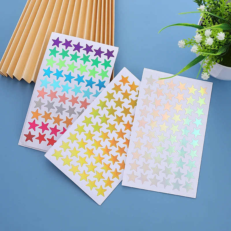 

5 sheets/bag Child Reward Flash Sticker Teacher Praise Label Award Five-pointed Star Gold Sticker Self-adhesive Sticker