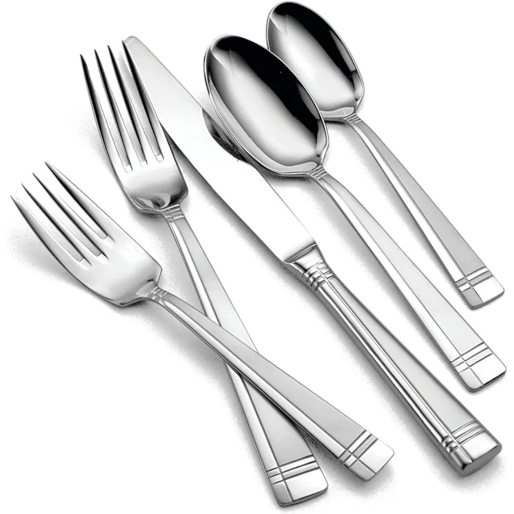 

45 Piece Flatware, Service for 8, 18/0 Stainless Steel, Silverware Set, Dishwasher Safe, Multi Tableware Spoon Cutlery sets
