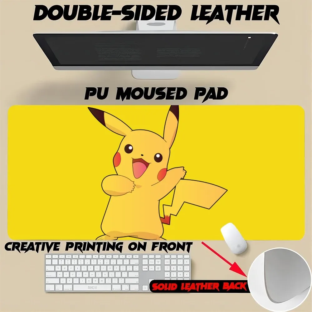 

Cute Pikachu Mouse Pad Size For Office Mat Anime Desk Gamer Waterproof Table Mat Gameing PU Leather XXL