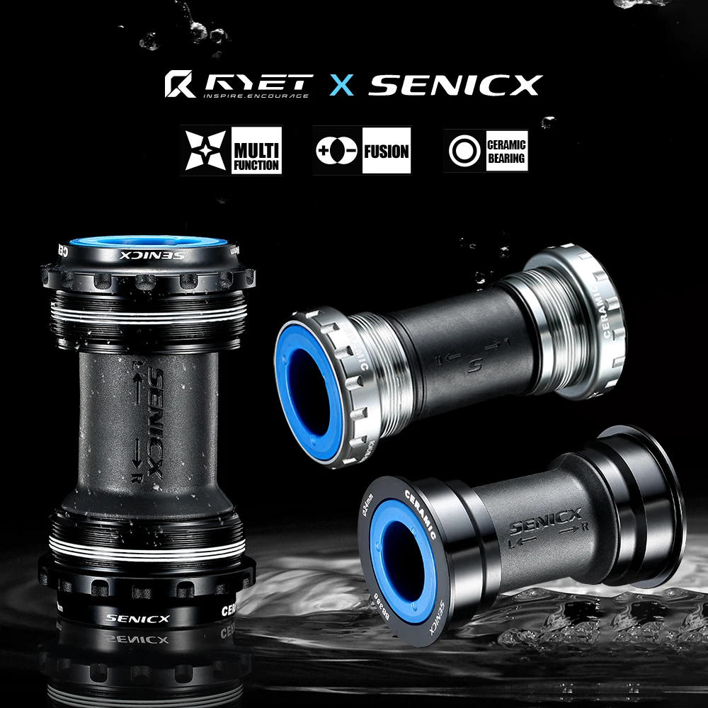 Ryet Senicx Ceramic Bottom Bracket Senicx BSA68/BB86/BB92/T47/PF30/BB30 for 24-29mm Spindle Road MTB Bike CNC Alloy Lightweight