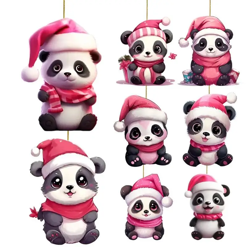 

Acrylic Panda Pendant Christmas Panda Doll With Creative Balls Ornaments Xmas Tree Animal Hanging Decors For Window Home