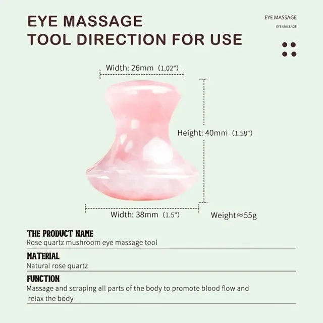 1pc 100% Natural Rose Quartz Mushroom Eye Massager Gua Sha Stone for Facial Rejuvenation - Image 4