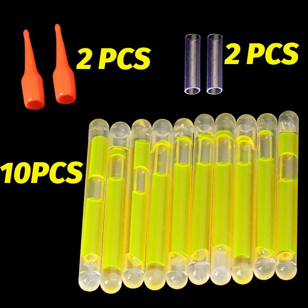 10 bâtons luminescents fluo 4.5x40mm pour flotteurs de pêche lumière nocturne brillante