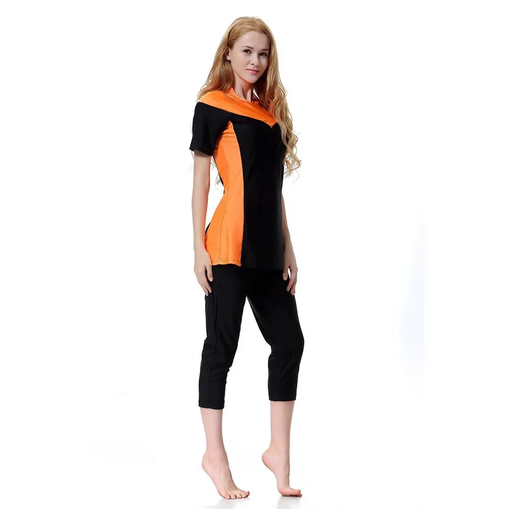 Women Elegant Swimwear 3pcs Short Sleeve Lady Swimsuits Muslim Islamic Burkini Dubai Turkey Arabic Tankini S-3XL Maillot De Bain women swimwear muslim swimwear
