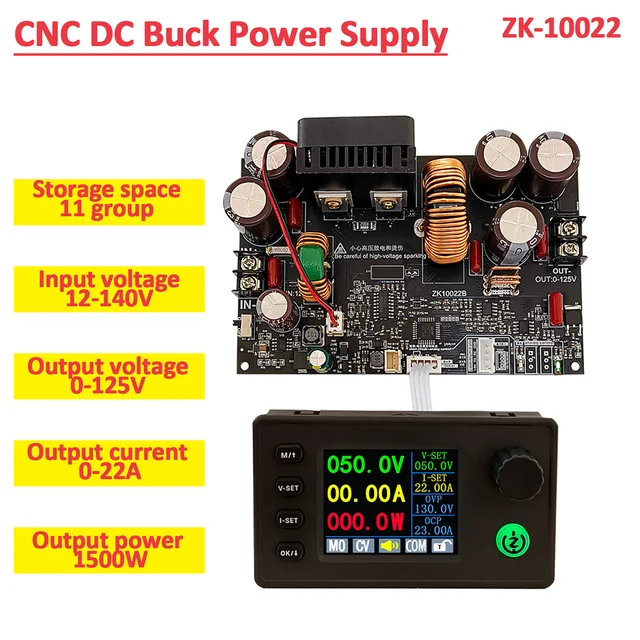 ZK-10022 CNC Step-Down DC ปรับ Stabilized แรงดันไฟฟ้า 0-125V 22A 1500W แรงดันไฟฟ้าคงที่คงที่โมดูลปัจจุบัน 1