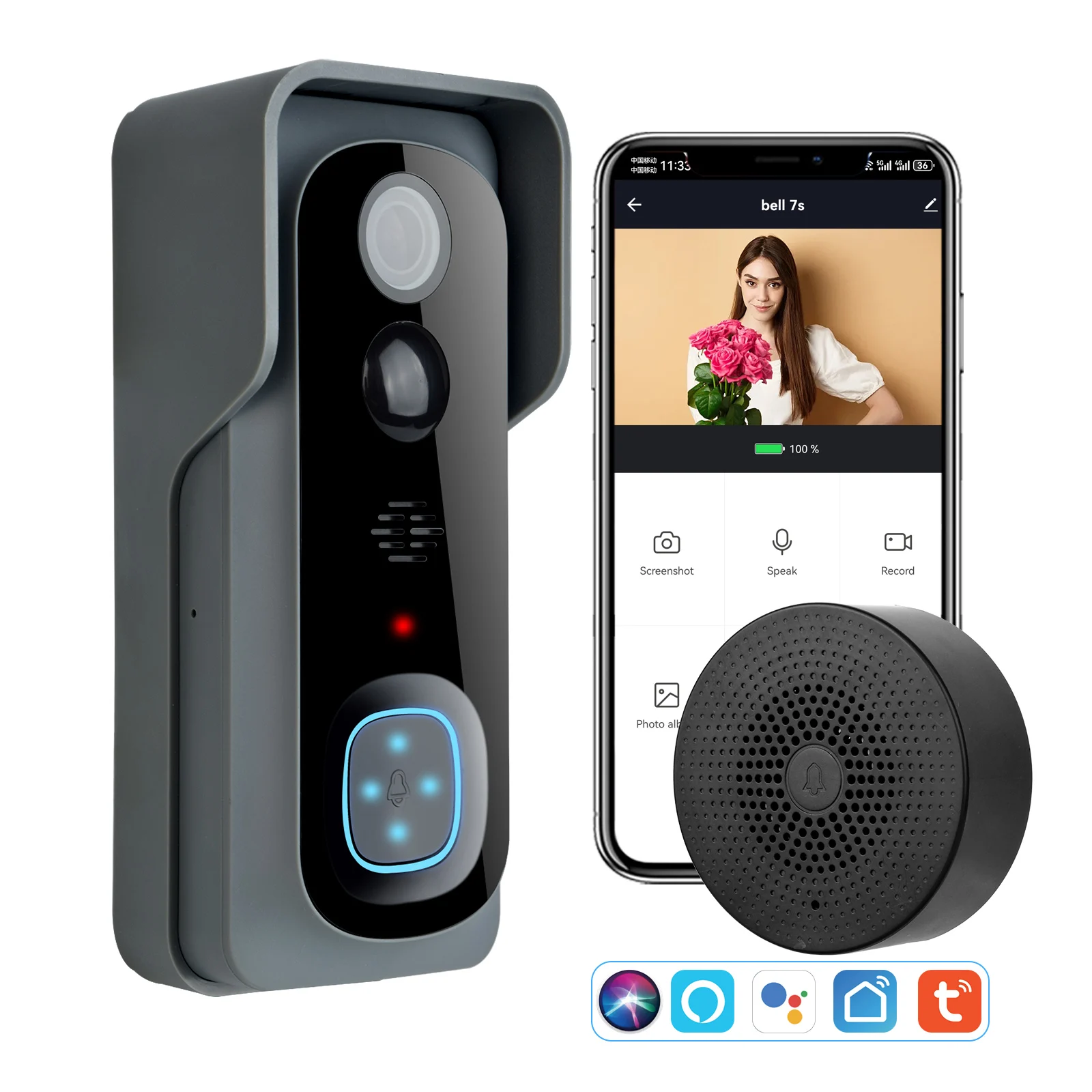 Tuya – système de contrôle d'accès intelligent, interphone, sonnette de porte, caméra de sécurité domestique, Audio et vidéo bidirectionnelle, Wifi