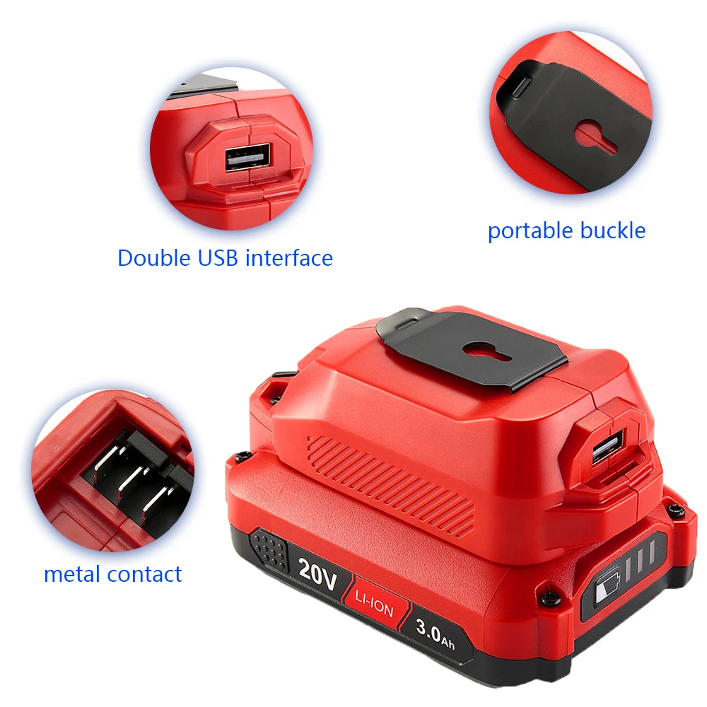 CRAFTSMAN USB 어댑터, 휴대폰, 태블릿, 배터리 등 충전용 USB 전원, V20, CMCB002B