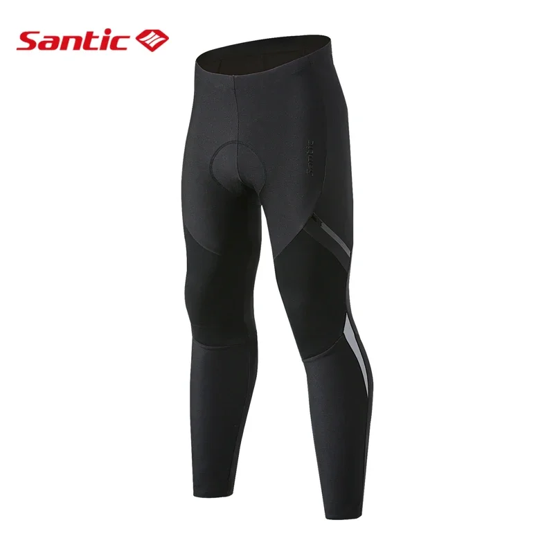 

Santic Cycling Pants Long Fleece 3D Sponge Cushion Winter Warm Windproof Pro Team Trousers Mountain Bike Pants Men Asian Size