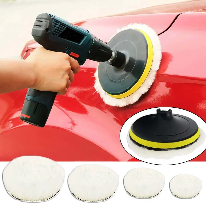 Wool Polishing Disc 5 Sizes Car Body Waxing Polisher Imitated Wool Sponge Pad Auto Beauty Waxing Discs Pads Tools 3/4/5/6/7 Inch