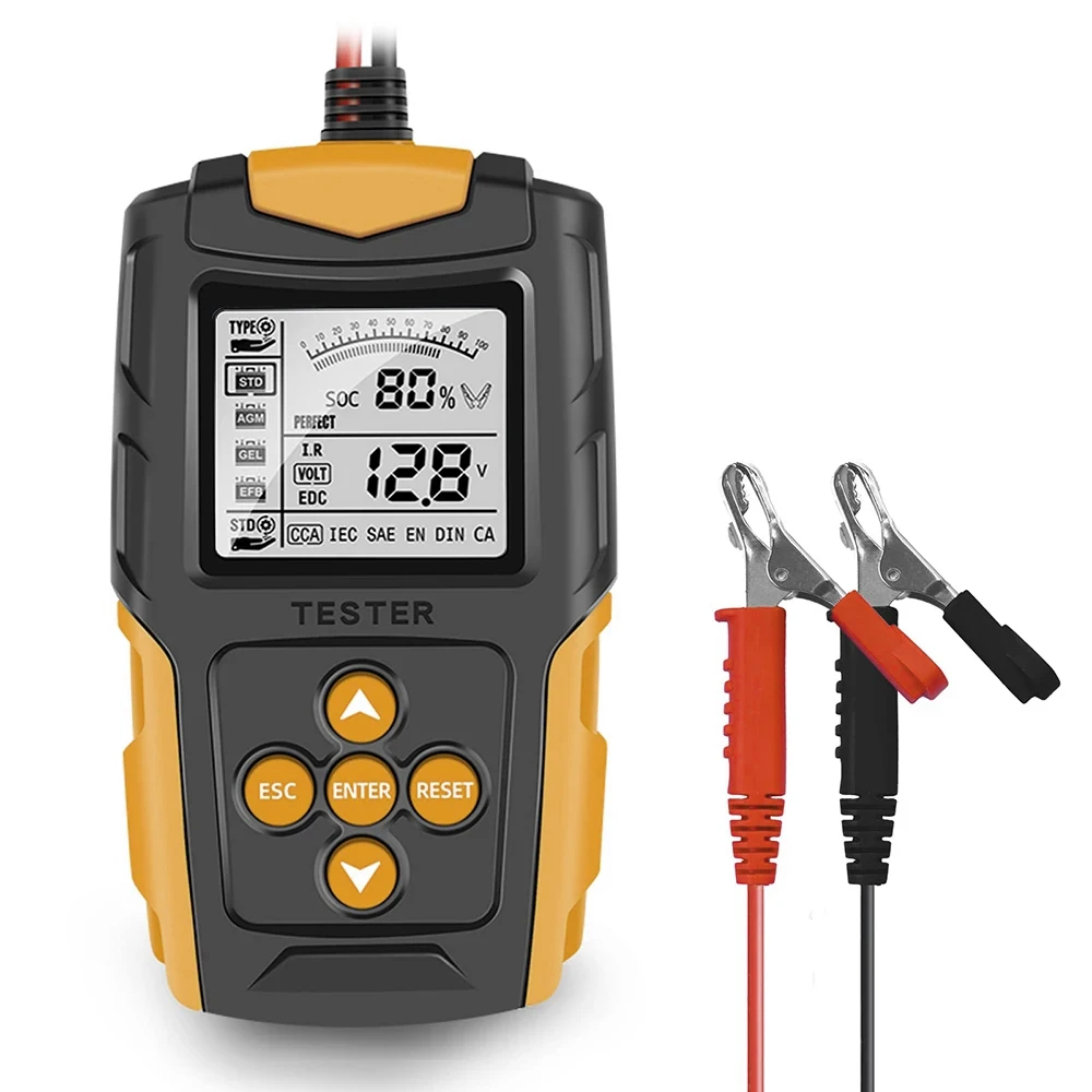 

TK100 Digital Car Battery Tester SOC SOH Automotive Battery Capacity Analysis Charging Voltage Resistance Test 12V 24V Display