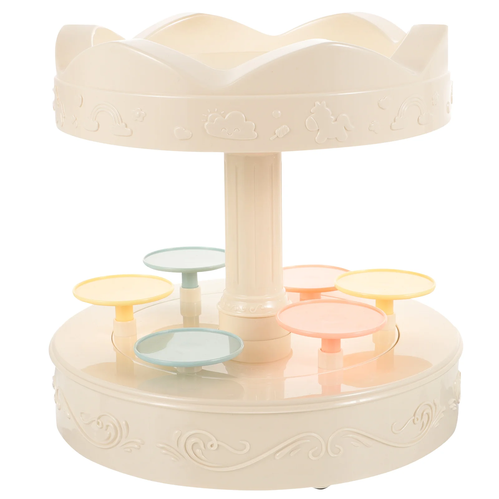 

Automatic Rotating Sushi Display Dessert Revolving Carousel Cupcake Holder Autorotation Cupcake Stand for Bakery Party
