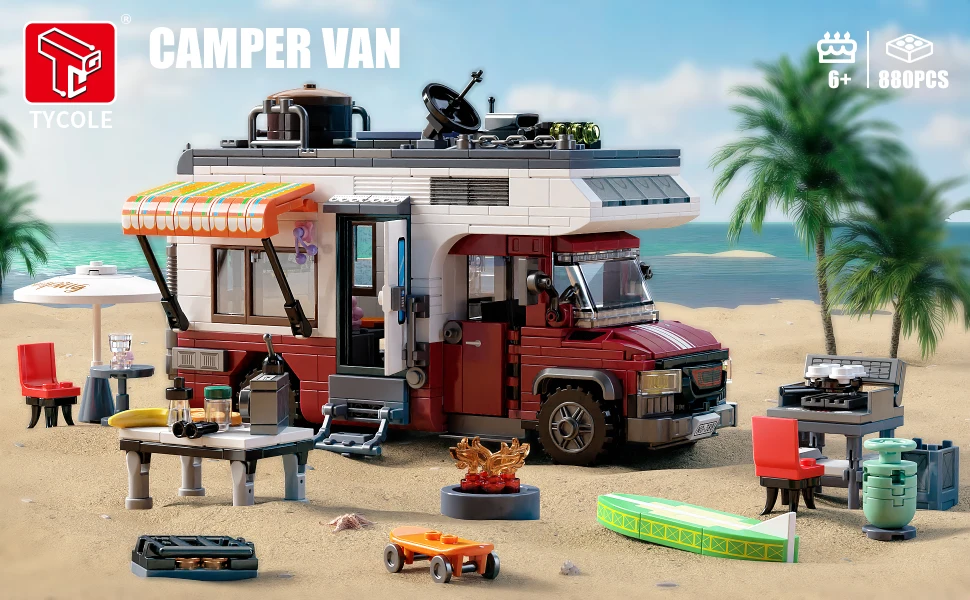 924PCS Camper Van Bausteine Set Montage Puzzle Ziegel Modell mit LED Licht Desktop Dekoration Geschenke – Detail 2