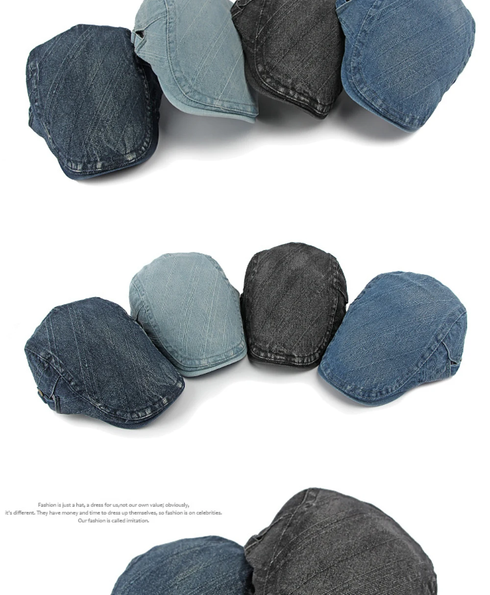 Hot Sale HT4337 Berets New Fashion Spring Summer Autumn Cs for Men Women Washed Cotton Denim Hat Male Female Adjustable Beret_mkmklike.com