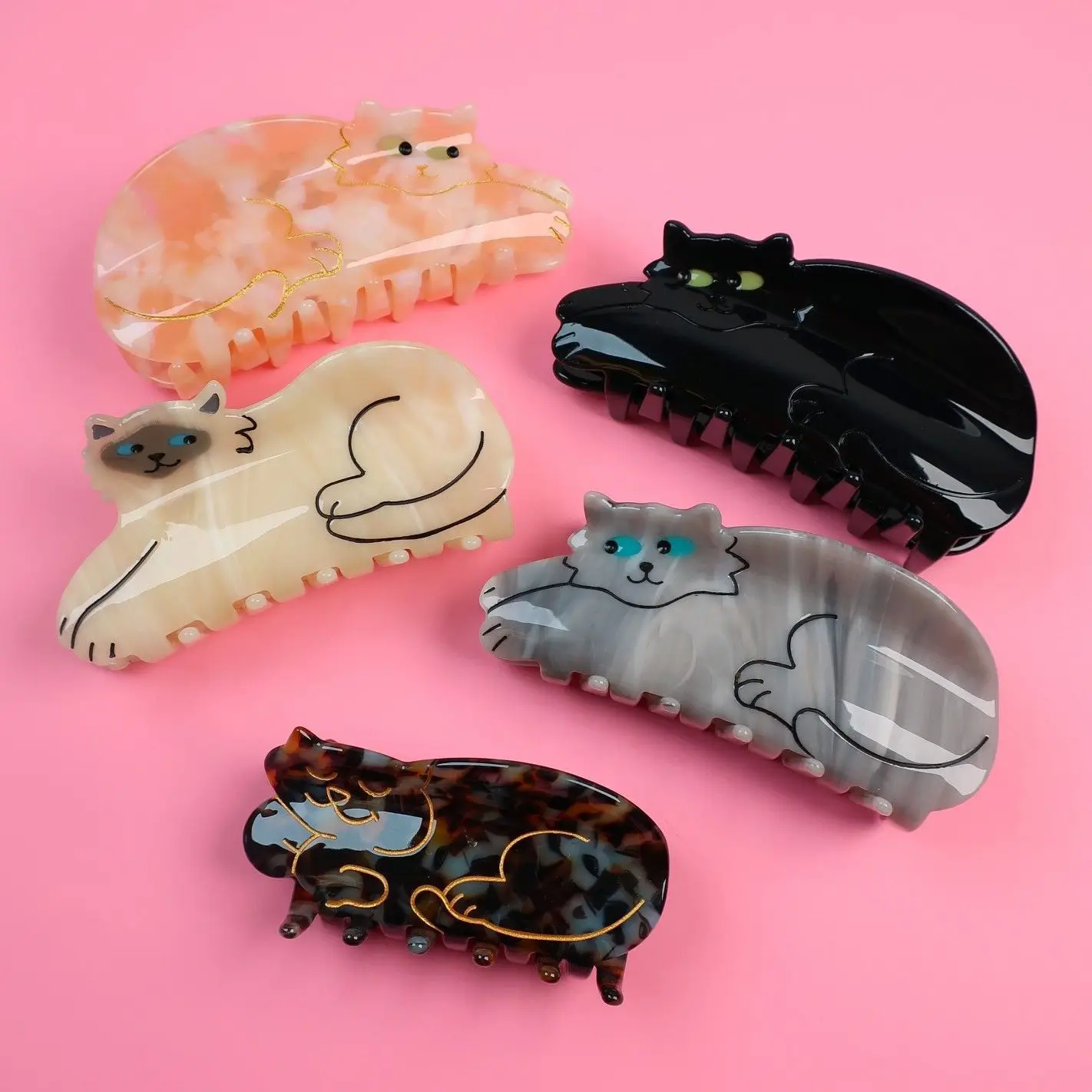 New Ins Hot Cat Amber Cat Scratch Clip Acetate Claw Clip Hair Clips Cartoon Cute HairPin Striped Styling Tool Hair Accessories 4 claws beads holder pick up tool jewelry holder stainless steel pick up tool diamond gem claw tweezers jewelry making tool