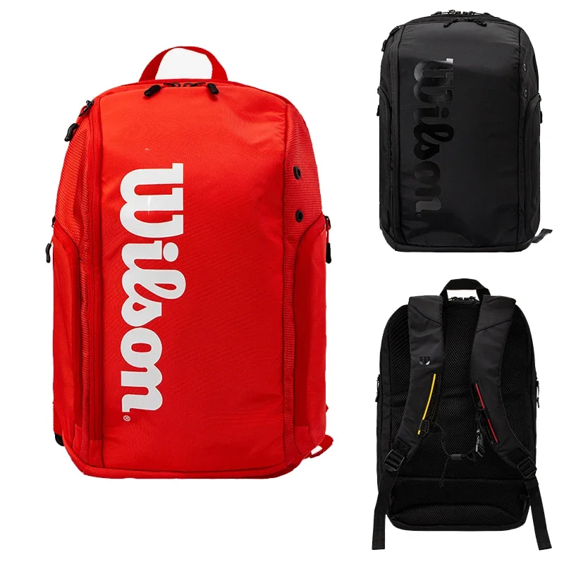 

Wilson Super Tour Tennis Backpack Red Insulation Pocket Minimalist Design Racket Sport Two-toned Tennis Bag Max Hold 2 Racquets