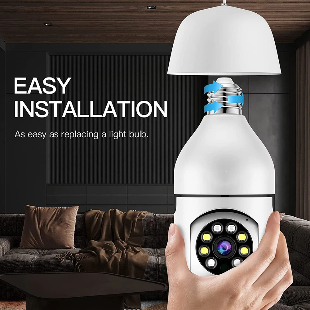 4MP E27 Bulb Camera WiFi Indoor Video Surveillance Home Security Full Color Night Vision AI Auto Human Tracking ICSEE APP 1080P 4