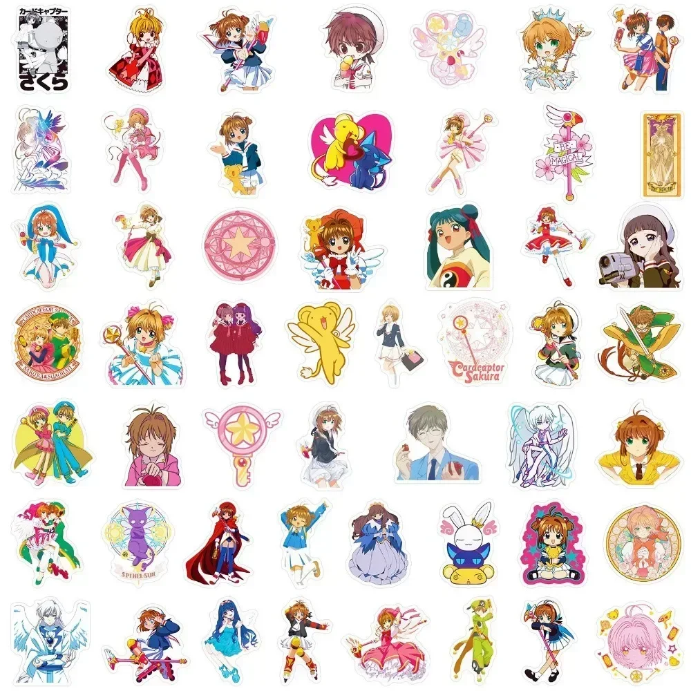 

50Pcs Anime Card Sakura Stickers Cartoon Girls Scrapbooking Guitar Phone Suitcase Art Sticker Waterproof Decal Kid Toys