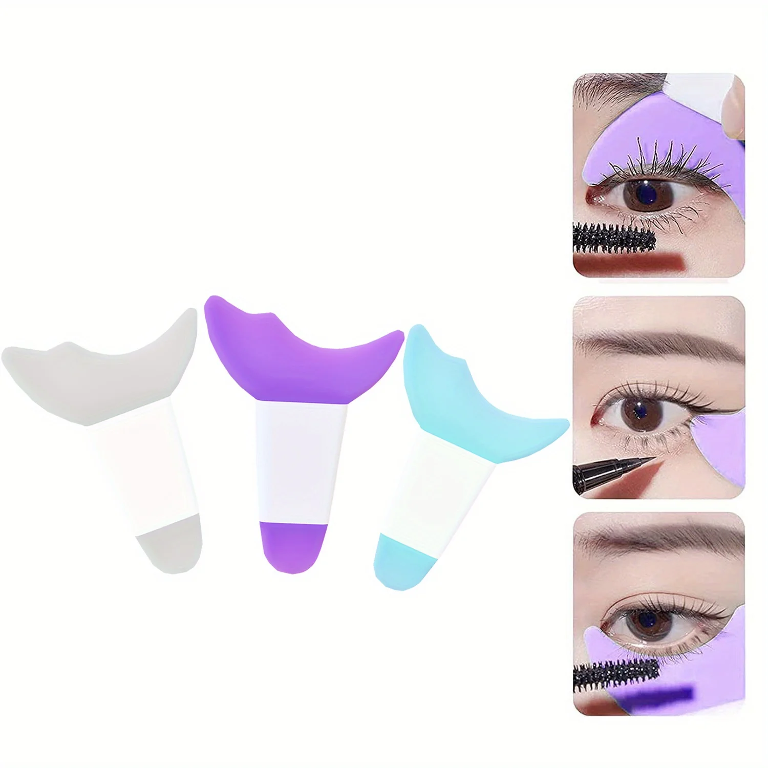 3-in-1 Silicone Eye Makeup Assistant Tool - Mascara Shield, Eyeliner Guide & Detachable Eyeshadow Applicator Eye Makeup Brushes