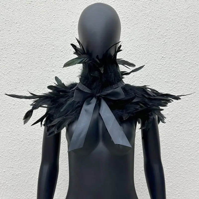 

1PCS 30cm Halloween Masquerade Party Feather Trumpet 2-layer Shawl Cloak Shawl Fake Collar Multicolor FEATHER