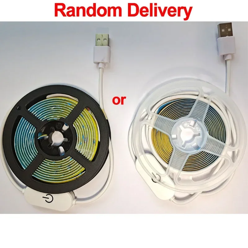 5V COB LED Light Strip 320Led/m Touch Dimmer USB Diode Tape Flexible Linear Lighting Lamp DIY TV Backlight Wall Room Decoration