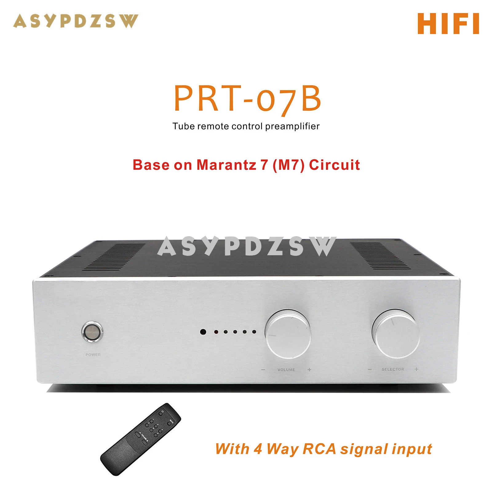 

HIFI PRT-07B Tube remote control preamplifier With 4 Way RCA signal input Base on Marantz 7 (M7) Circuit