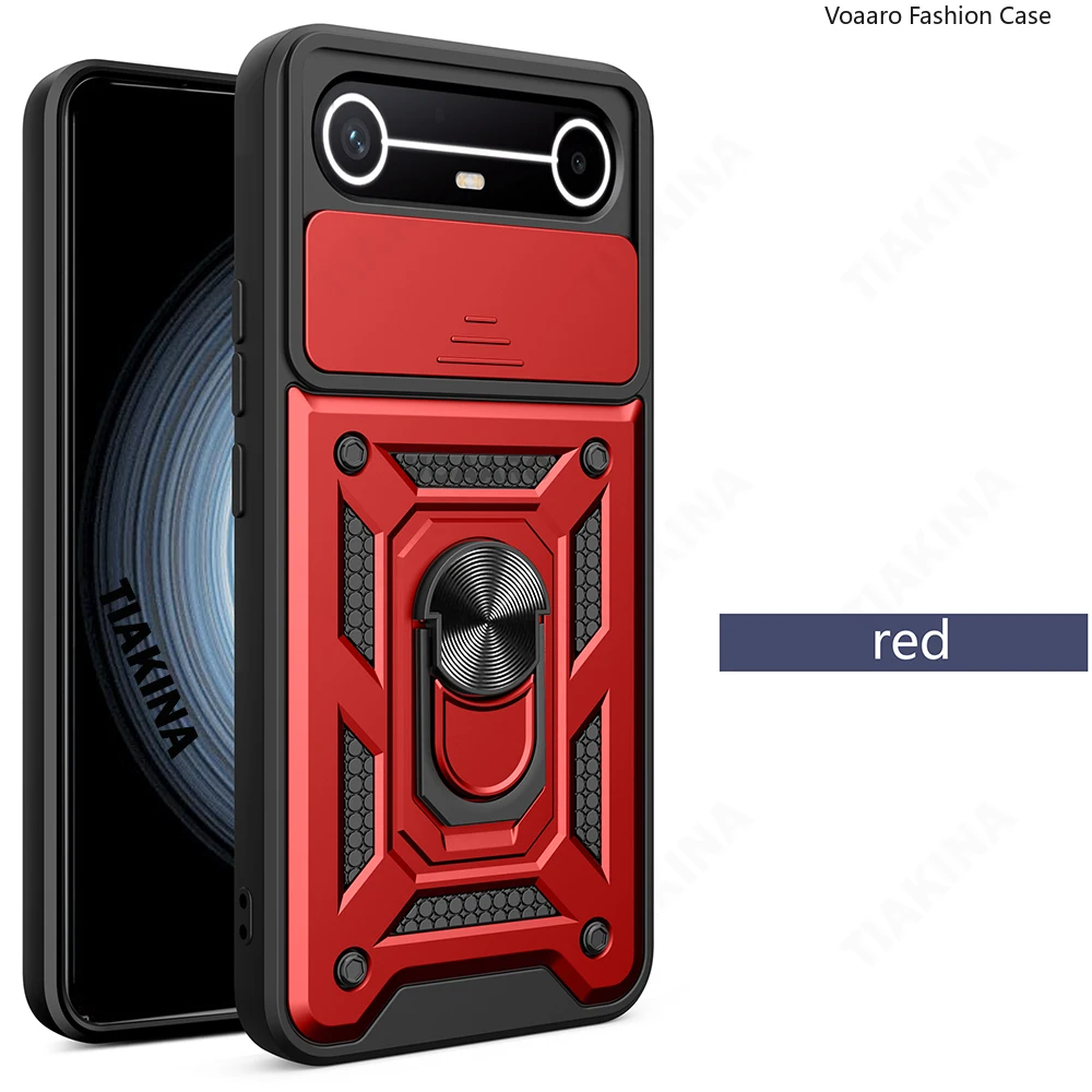 Slide Lens Armor Shockproof Case with Magnetic Ring Stand Holder