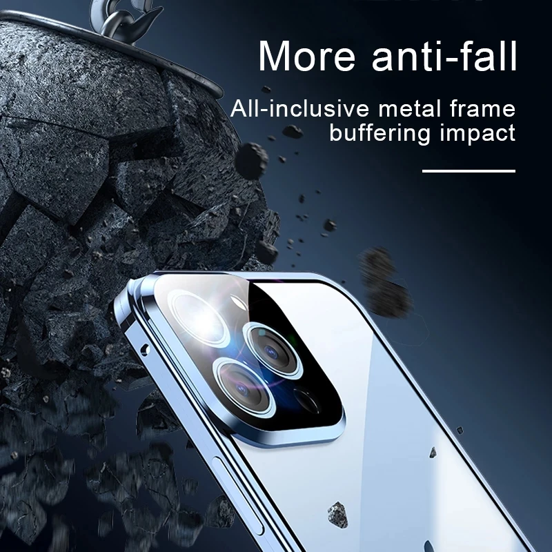 Enhanced 360° Full Protection Magnetic Double-Sided Glass Lock Buckle Phone Case