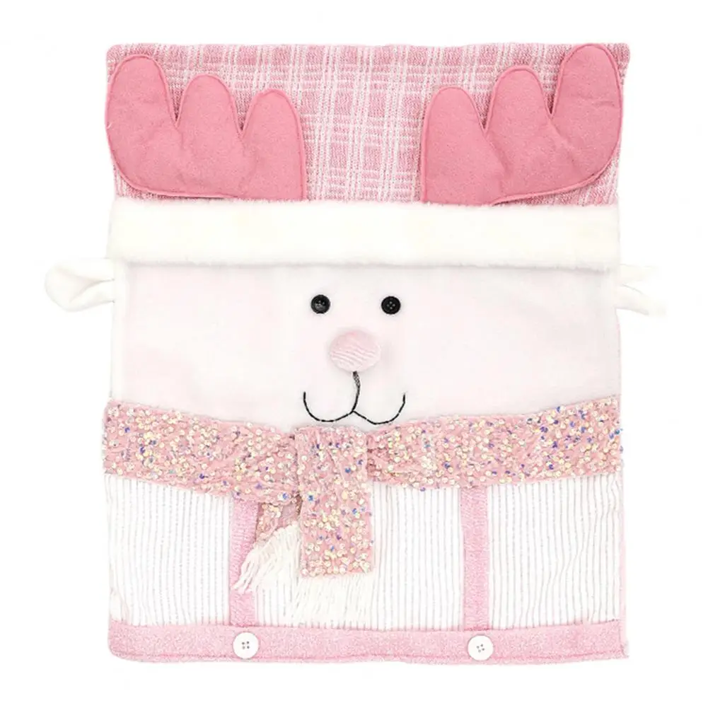 thumbnail image 1 of Funda de silla navideña con diseño de Papá Noel, muñeco de nieve y reno, funda para silla con lentejuelas de color rosa navideño, decoración para cocina, fiestas y hogar, 1 of 5
