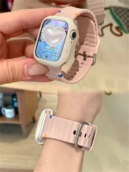 Cute Pink Wave Silicone Strap and Case Set for 44mm (Pink Starlight)