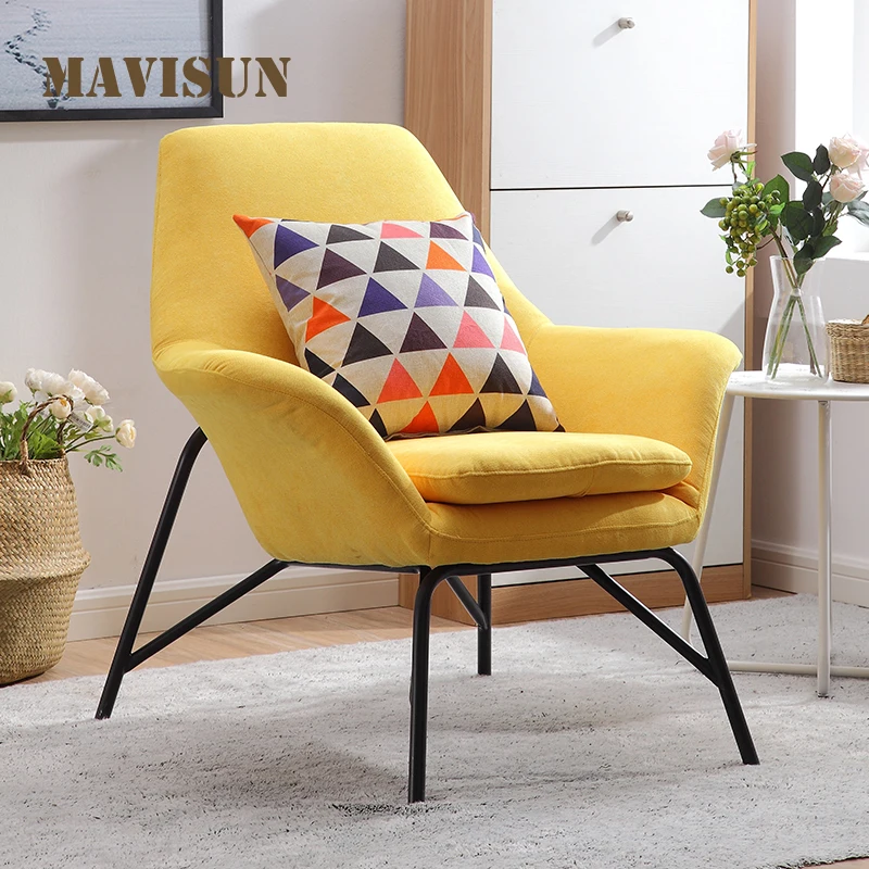 

Nordic Style High-Strength Steel Feet Stable Soft Fabric Customized Colors Comfortable Simple Relaxing Chair For Living Room