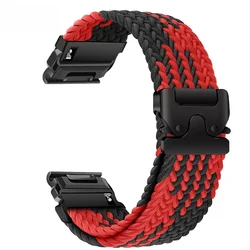 Durable Braided Nylon Watch Strap with Loop Design - 26mm (Black red)