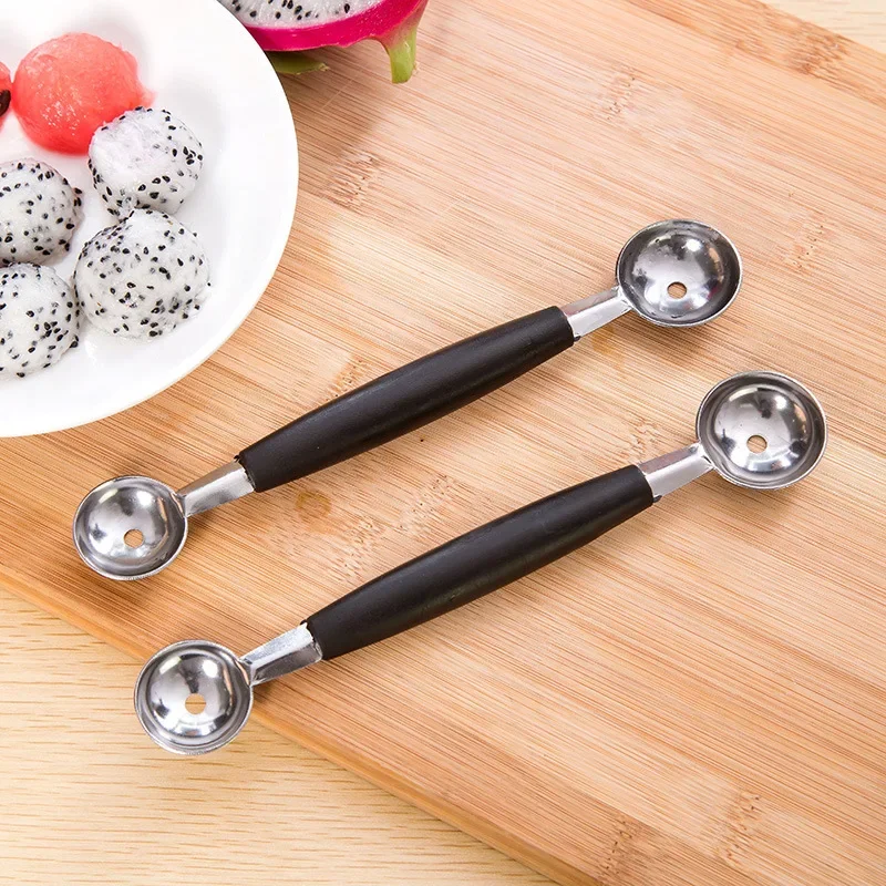 2in1 Dual-head Fruit Ball Carving Knife Kiwi Fruit Waterlemon Scoop Melon Digger Jar Mashed Potato Baller Ice Cream Spoon