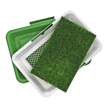 인공 잔디 개 변기, 실내 잔디 변기, 쟁반 포함, 물튀김 방지, 세척 가능한 미끄럼 방지, 재사용 가능한 잔디 패드, 3 층