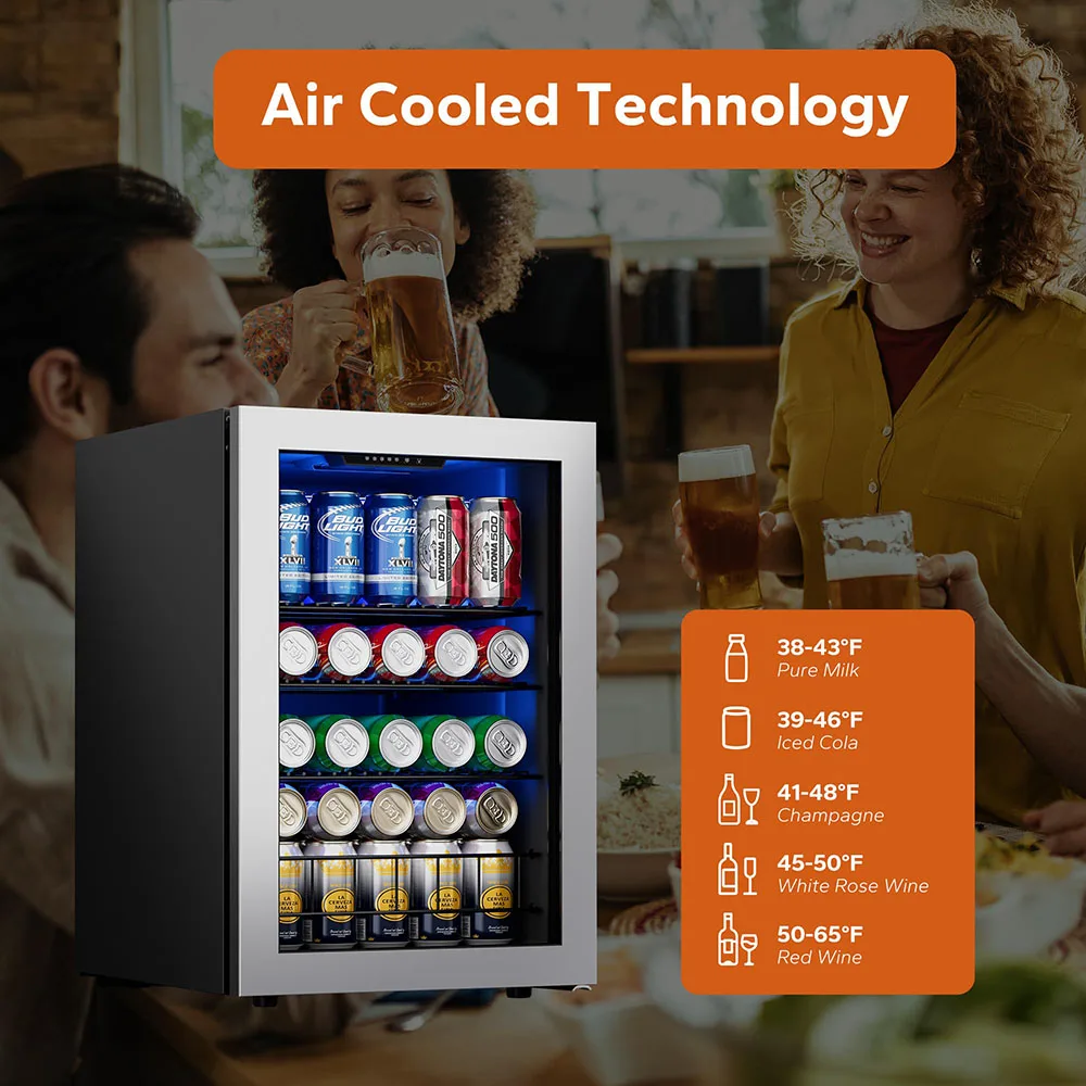 Ca'Lefort Mini Fridge Beverage Refrigerator - 77 Can Capacity Cooler with Stylish Glass Door for Easy Home and Office Storage 5