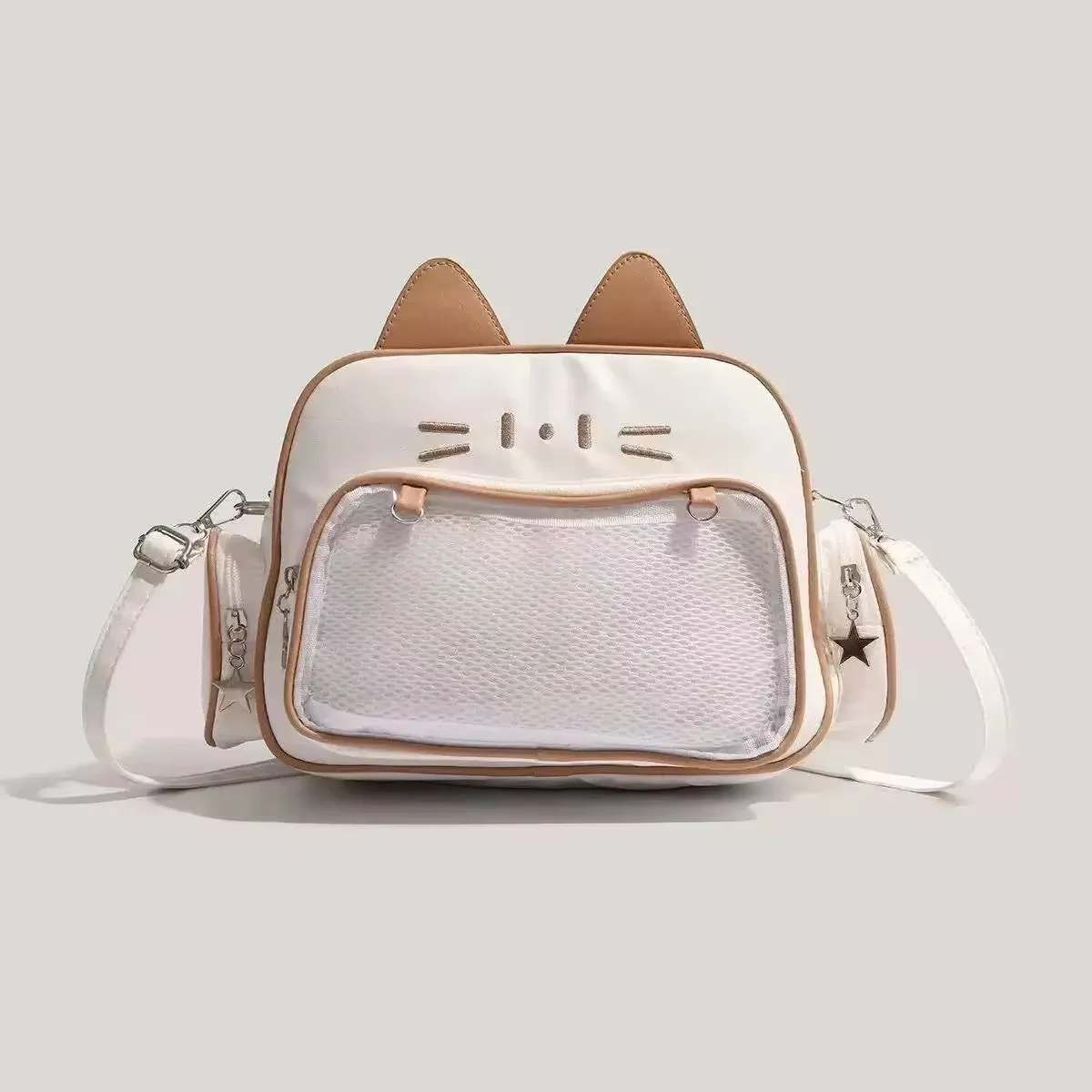 Y2K Korean Japan Kawaii Cat Ita Bag PU Cute Girls Transparent Pocket Aesthetic Shoulder Crossbody Bags Women's Fashion Backpacks 5